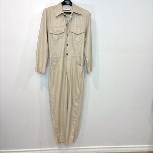 Nanushka Ashton Jumpsuit Faux Leather in Cream XS